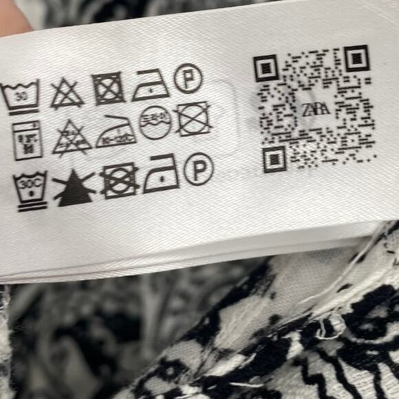 Zara Midi Dress Paisley Printed Halter Neck Button Down Black & White Womens XS - Picture 10 of 10